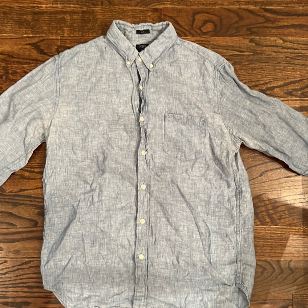 J crew blue button down shirt size large